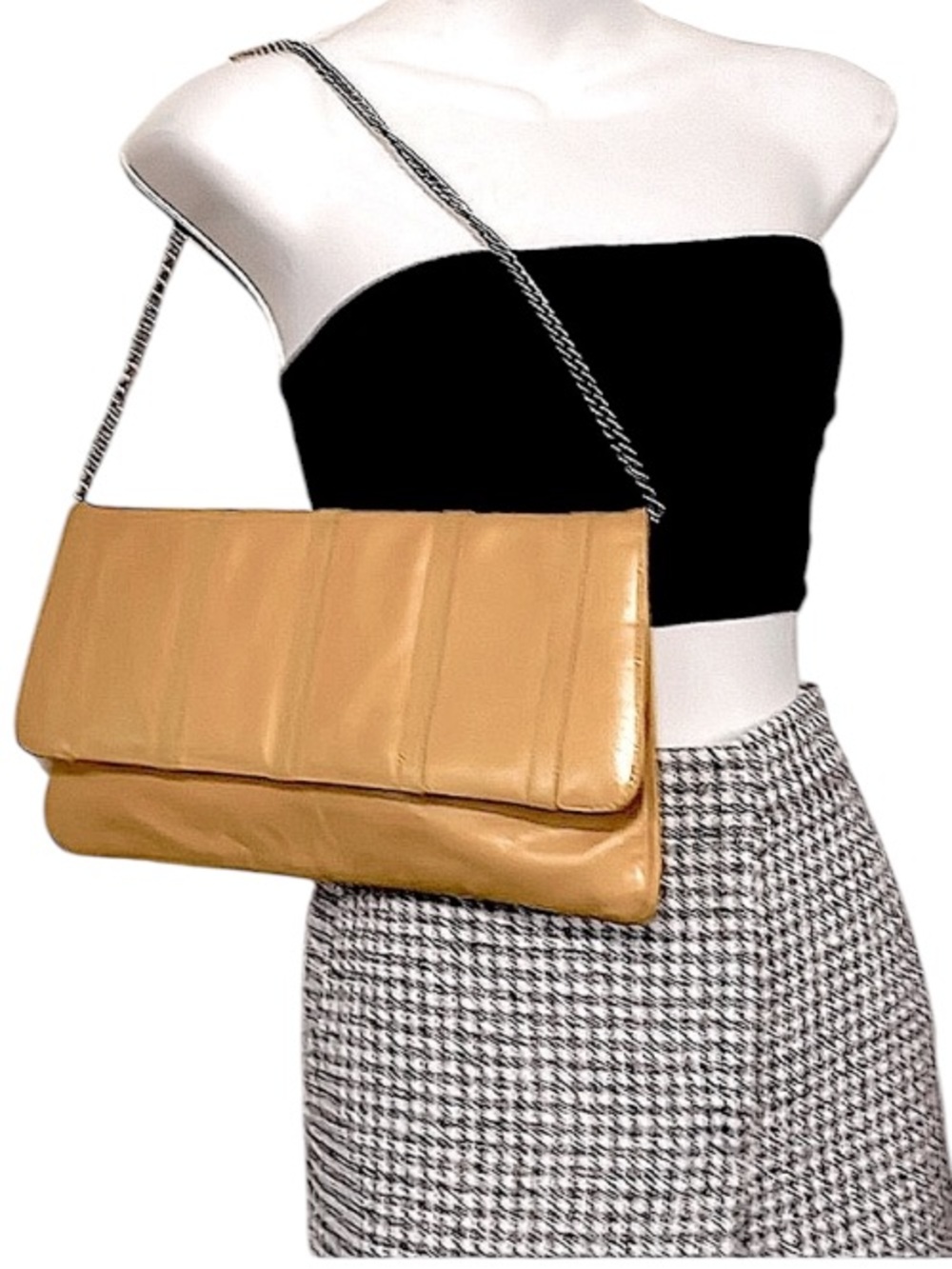 Riccardo Women’s Vintage Yellow Leather Flap Clutch Chain Shoulder Bag Purse